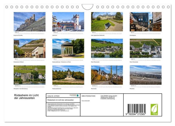 Produktbild: R&uuml;desheim im Licht der Jahreszeiten (Wandkalender 2027 DIN A4 quer), CALVENDO Monatskalender