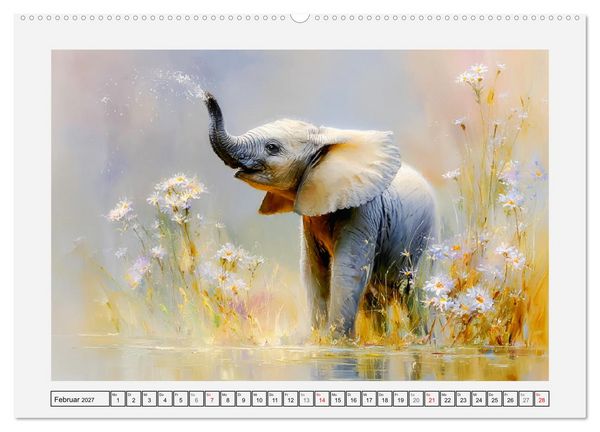 Produktbild: Elefanten. Graue Riesenbabys im Grasland (Wandkalender 2027 DIN A2 quer), CALVENDO Monatskalender