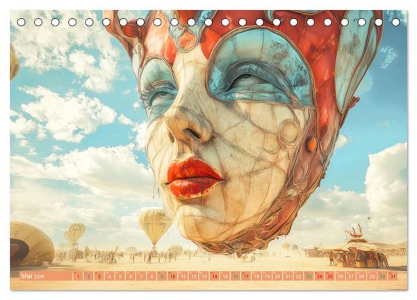 Produktbild: Festival in der W&uuml;ste - Bunt und schr&auml;g (Tischkalender 2026 DIN A5 quer), CALVENDO Monatskalender