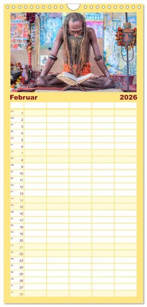 Produktbild: Familienplaner 2026 - Indiens Gesichter mit 5 Spalten (Wandkalender, 21 x 45 cm) CALVENDO
