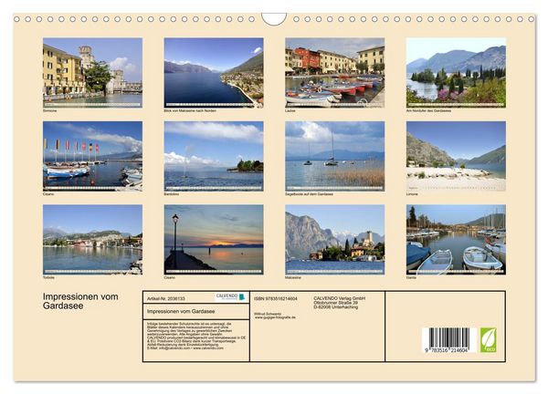 Produktbild: Impressionen vom Gardasee (Wandkalender 2026 DIN A3 quer), CALVENDO Monatskalender