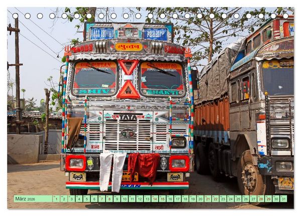 Produktbild: Indien Farbenfrohe LKW (Tischkalender 2026 DIN A5 quer), CALVENDO Monatskalender