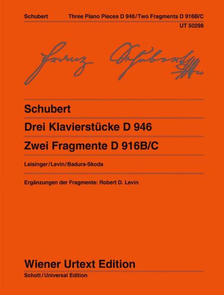Produktbild: Drei Klavierst&uuml;cke D 946 und Zwei Fragmente D 916B/C