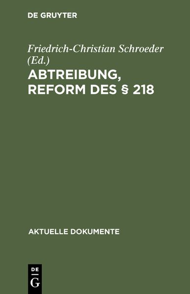 Produktbild: Abtreibung, Reform des &sect; 218