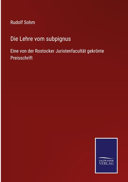 Produktbild: Die Lehre vom subpignus