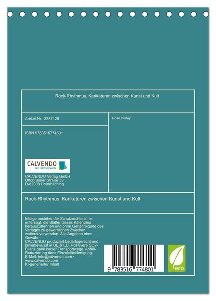 Produktbild: Rock-Rhythmus. Karikaturen zwischen Kunst und Kult (Tischkalender 2027 DIN A5 hoch), CALVENDO Monatskalender