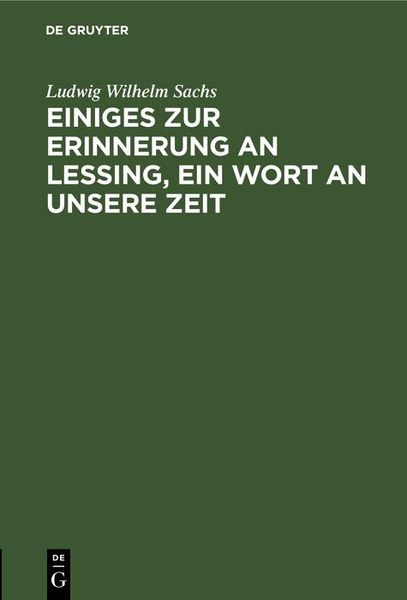 Produktbild: Einiges zur Erinnerung an Lessing, ein Wort an unsere Zeit