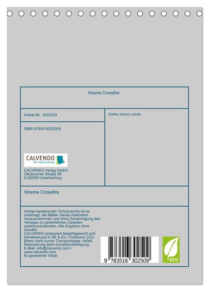 Produktbild: Xtreme Crossfire (Tischkalender 2026 DIN A5 hoch), CALVENDO Monatskalender