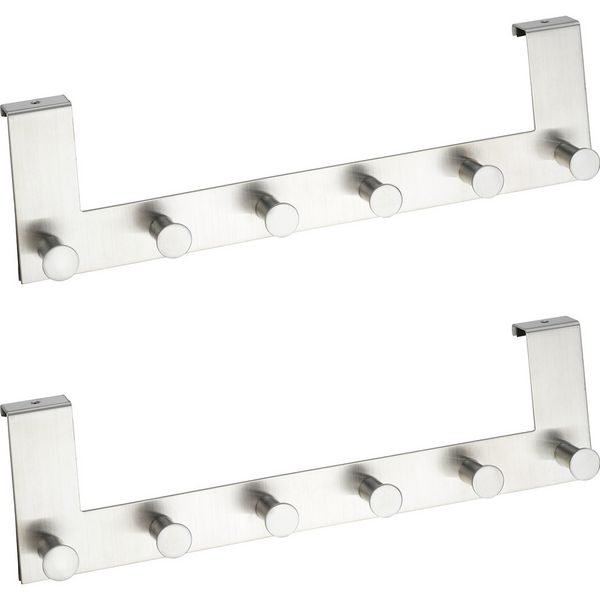 Türgarderobe Edelstahl Mod. Celano 2er Set, je 6 Haken, für Türfalzstärken bis 2 cm