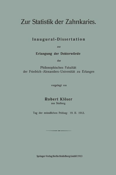 Produktbild: Zur Statistik der Zahnkaries