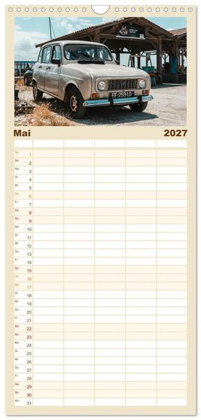 Produktbild: Familienplaner 2027 - Kultauto aus Frankreich - Renault 4 mit 5 Spalten (Wandkalender, 21 x 45 cm) CALVENDO