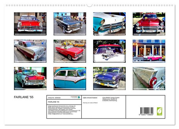 Produktbild: FAIRLANE '55 (hochwertiger Premium Wandkalender 2026 DIN A2 quer), Kunstdruck in Hochglanz