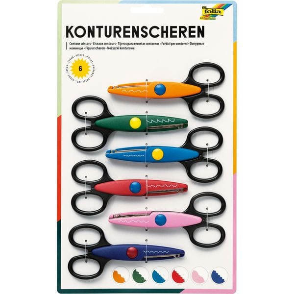 Produktbild: folia Konturenscheren verschiedene Farben 6 St&uuml;ck