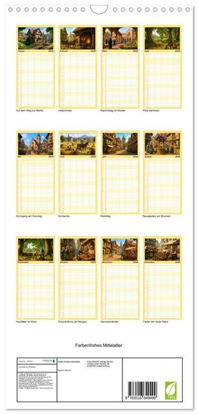 Produktbild: Familienplaner 2026 - Farbenfrohes Mittelalter mit 5 Spalten (Wandkalender, 21 x 45 cm) CALVENDO