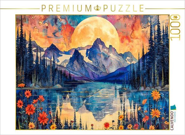 CALVENDO Puzzle Romantische Szenen unter dem Sternenhimmel am Bergsee. | 1000 Teile Lege-Größe 64x48cm Foto-Puzzle für glückliche Stunden