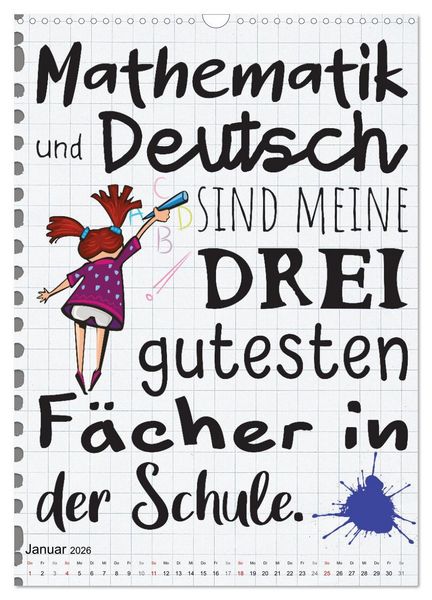Produktbild: Sch&uuml;ler-Spr&uuml;che (Wandkalender 2026 DIN A3 hoch), CALVENDO Monatskalender