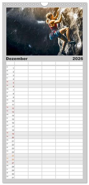 Produktbild: Familienplaner 2026 - Klettern - die H&ouml;henangst &uuml;berwinden mit 5 Spalten (Wandkalender, 21 x 45 cm) CALVENDO