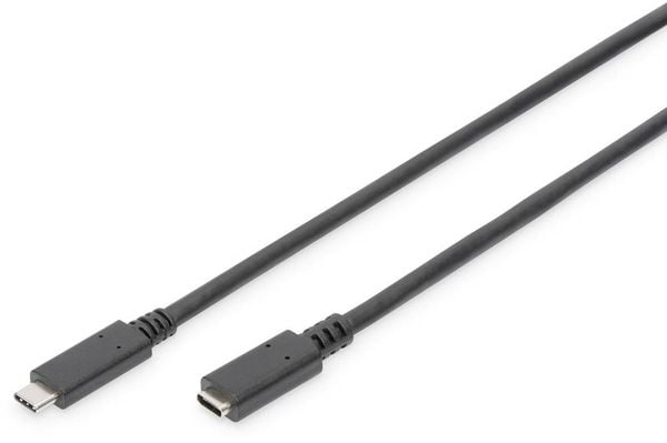 Digitus USB-Kabel USB 3.2 Gen1 (USB 3.0 / USB 3.1 Gen1) USB-C® Stecker, USB-C® Buchse 0.70m Schwarz beidseitig verwendba