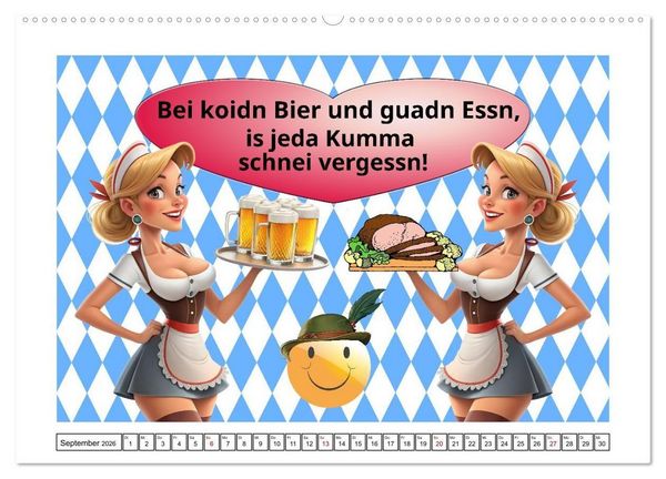 Produktbild: Bayerisch - Liebevoll derb (Wandkalender 2026 DIN A2 quer), CALVENDO Monatskalender