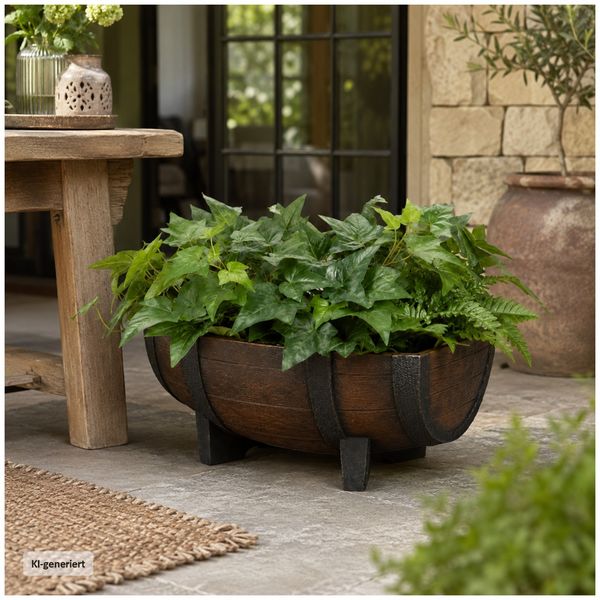 Produktbild: HTI-Living HTI-Living Pflanzk&uuml;bel Fass 2er-Set Nessa HTI-Living Pflanzk&uuml;bel Fass 2er-Set Nessa
