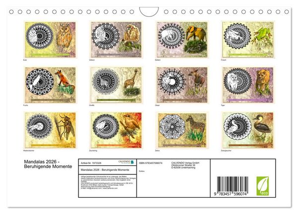 Produktbild: Mandalas 2026 - Beruhigende Momente (Wandkalender 2026 DIN A4 quer), CALVENDO Monatskalender
