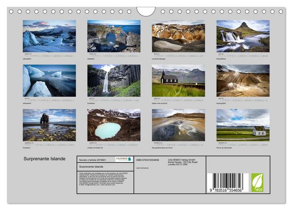 Produktbild: Surprenante Islande (Calendrier mural 2026 DIN A4 vertical), CALVENDO calendrier mensuel