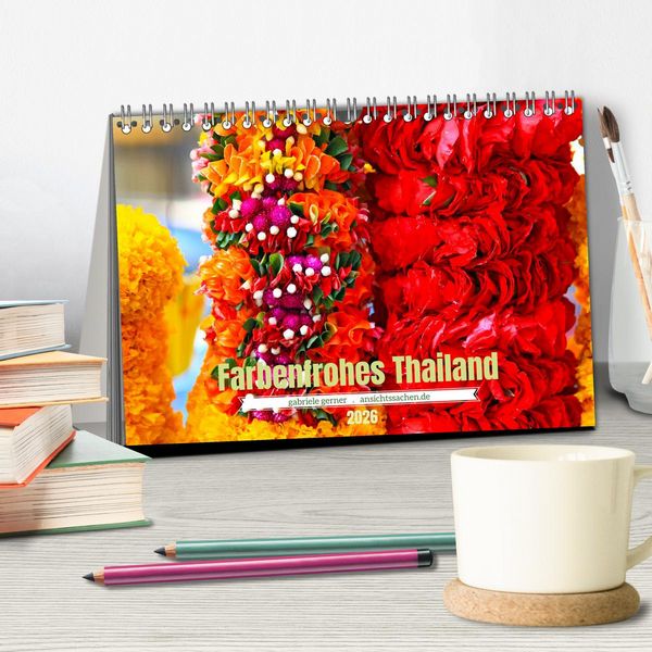 Produktbild: Farbenfrohes Thailand (Tischkalender 2026 DIN A5 quer), CALVENDO Monatskalender