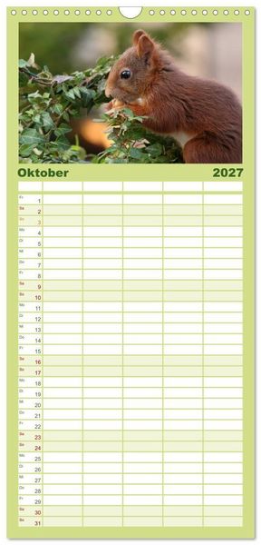 Produktbild: Familienplaner 2027 - Eichh&ouml;rnchen Kinder mit 5 Spalten (Wandkalender, 21 x 45 cm) CALVENDO