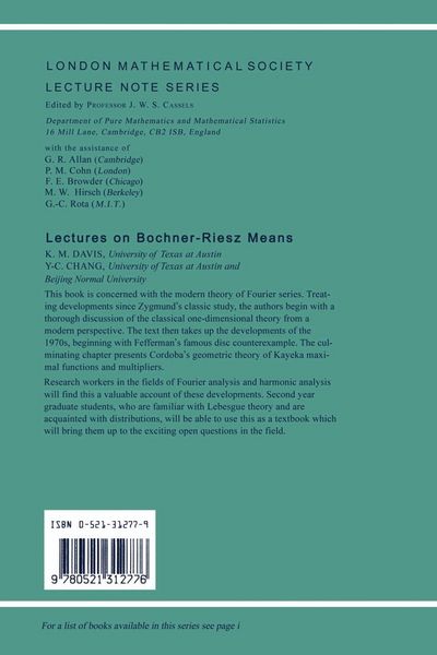 Produktbild: Lectures on Bochner-Riesz Means