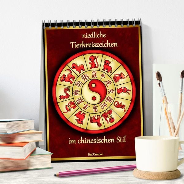 Produktbild: niedliche Tierkreiszeichen im chinesischem Stil (Tischkalender 2026 DIN A5 hoch), CALVENDO Monatskalender