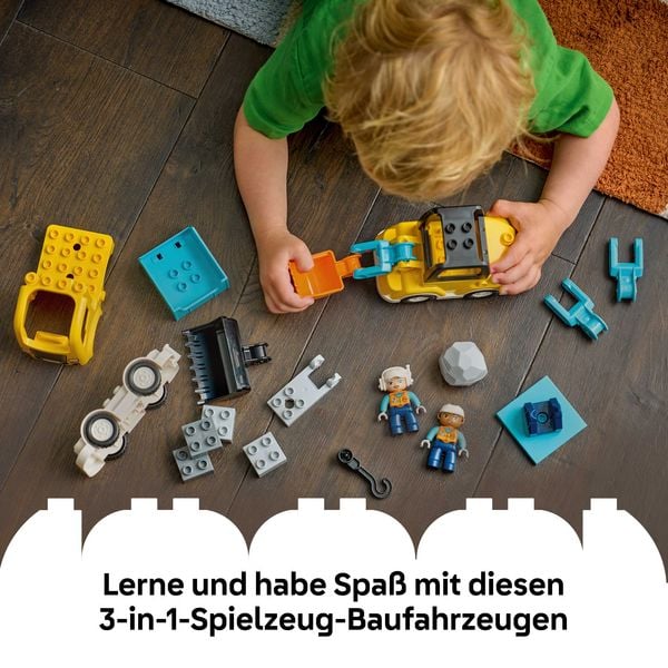 Produktbild: LEGO DUPLO Town 10475 Baufahrzeuge &ndash; 3-in-1-Set, Lernspielzeug 2 Jahre