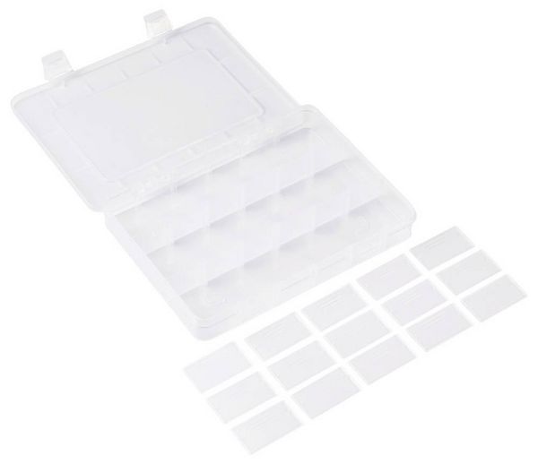 Produktbild: TRU COMPONENTS TC-SG18-012 Sortimentskasten (L x B x H) 200 x 160 x 30 mm Anzahl F&auml;cher: 18 variable Unterteilung Inhalt 1 St.