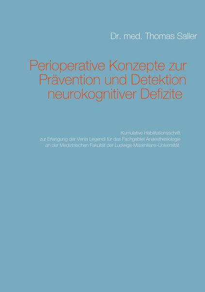 Produktbild: Perioperative Konzepte zur Pr&auml;vention und Detektion von neurokognitiven Defiziten