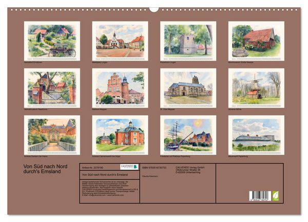 Produktbild: Von S&uuml;d nach Nord durch's Emsland (Wandkalender 2026 DIN A2 quer), CALVENDO Monatskalender