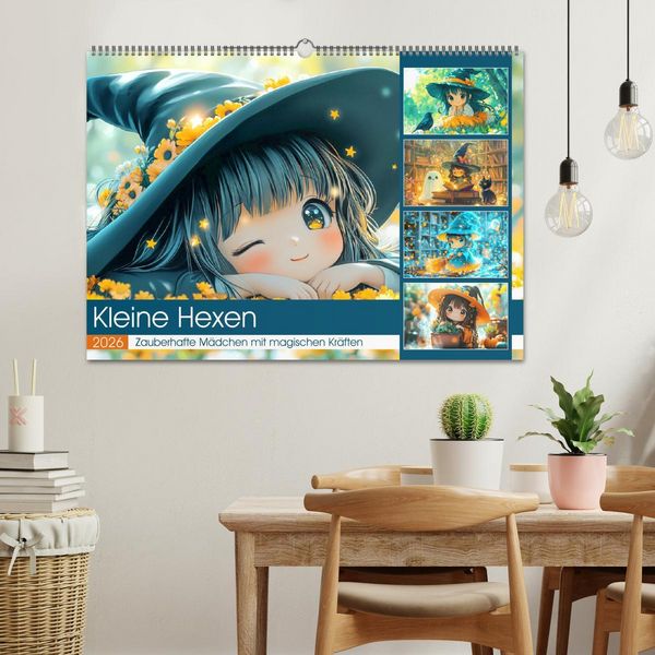 Produktbild: Kleine Hexen. Zauberhafte M&auml;dchen mit magischen Kr&auml;ften (Wandkalender 2026 DIN A2 quer), CALVENDO Monatskalender