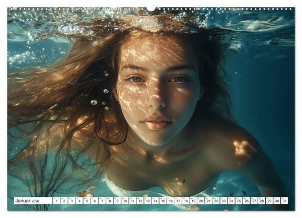 Produktbild: Aqua Desire &ndash; KI-Sch&ouml;nheiten unter Wasser (hochwertiger Premium Wandkalender 2026 DIN A2 quer), Kunstdruck in Hochglanz