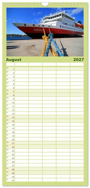 Produktbild: Familienplaner 2027 - Hurtigruten - Entlang der norwegischen K&uuml;ste mit 5 Spalten (Wandkalender, 21 x 45 cm) CALVENDO