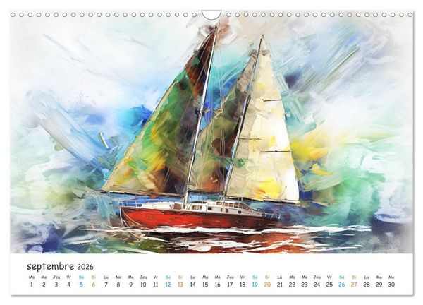 Produktbild: Voiles au gr&eacute; du temps (Calendrier mural 2026 DIN A3 vertical), CALVENDO calendrier mensuel