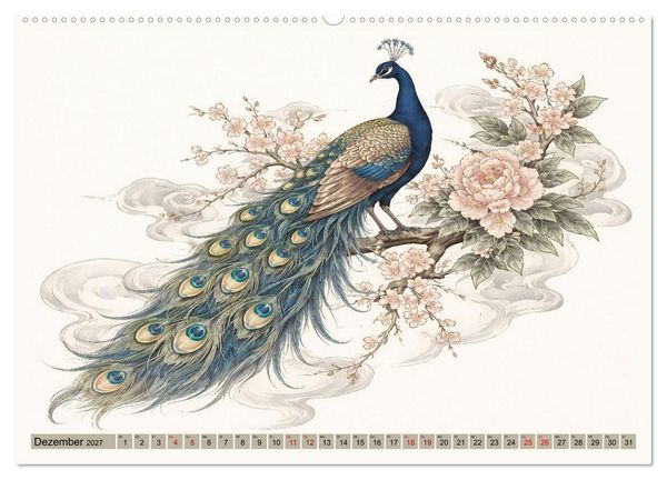 Produktbild: Naturwunder Japan: Faszinierende Vogelarten in traditioneller Kunst (hochwertiger Premium Wandkalender 2027 DIN A2 quer), Kunstdruck in Hochglanz