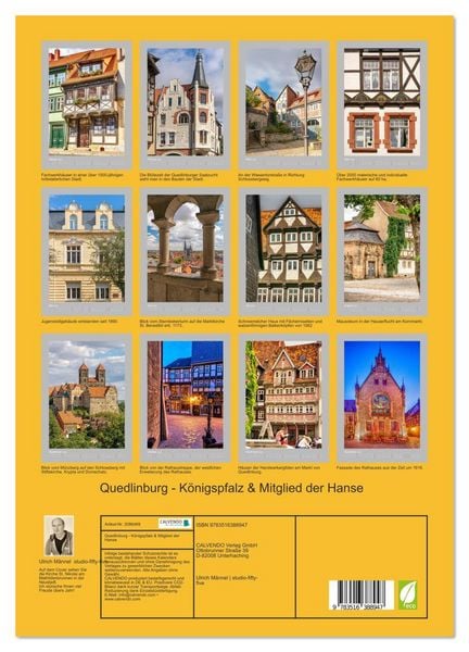 Produktbild: Quedlinburg - K&ouml;nigspfalz & Mitglied der Hanse (Wandkalender 2026 DIN A3 hoch), CALVENDO Monatskalender