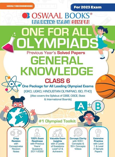 Produktbild: Oswaal One For All Olympiad Previous Years' Solved Papers, Class-6 General Knowledge Book (For 2023 Exam)
