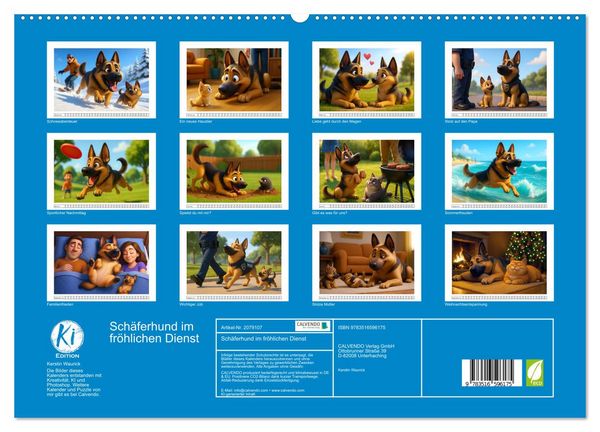 Produktbild: Sch&auml;ferhund im fr&ouml;hlichen Dienst (hochwertiger Premium Wandkalender 2026 DIN A2 quer), Kunstdruck in Hochglanz