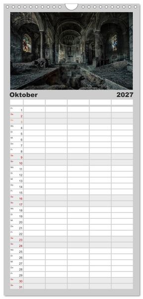 Produktbild: Familienplaner 2027 - Geheimnisvolle Orte - Lost Places mit 5 Spalten (Wandkalender, 21 x 45 cm) CALVENDO