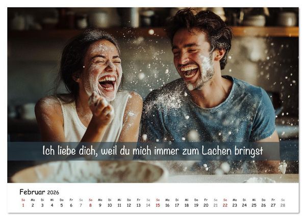 Produktbild: ICH LIEBE DICH - Unsere Liebe in zw&ouml;lf Gr&uuml;nden (hochwertiger Premium Wandkalender 2026 DIN A2 quer), Kunstdruck in Hochglanz