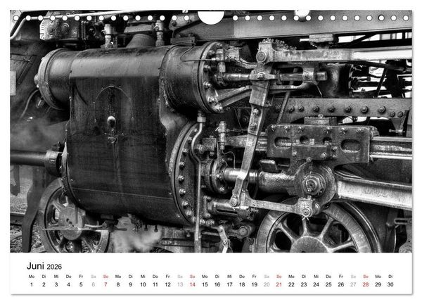 Produktbild: Unter Dampf - Eisenbahnromantik in schwarz-wei&szlig; (Wandkalender 2026 DIN A4 quer), CALVENDO Monatskalender