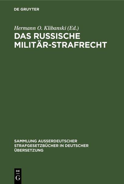 Produktbild: Das Russische Milit&auml;r-Strafrecht
