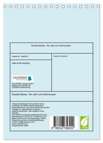 Produktbild: Doodle-Diaries - Ein Jahr zum Schmunzeln (Tischkalender 2026 DIN A5 hoch), CALVENDO Monatskalender