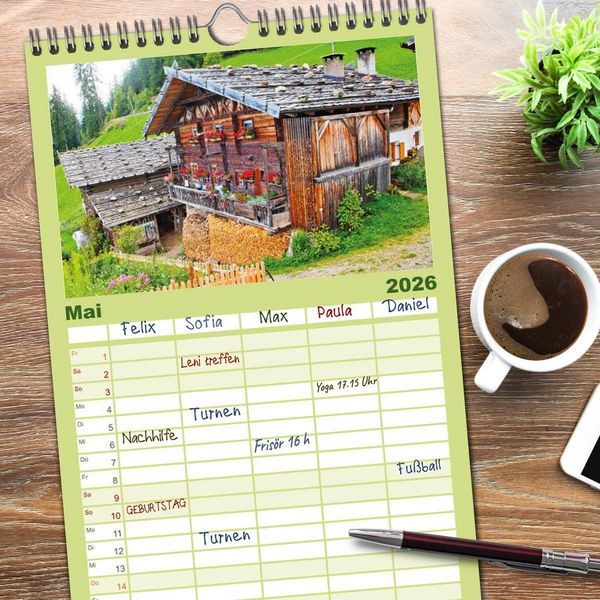 Produktbild: Familienplaner 2026 - Alte Zeitzeugen mit 5 Spalten (Wandkalender, 21 x 45 cm) CALVENDO