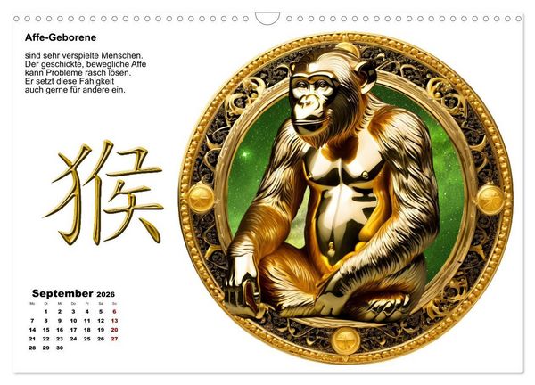 Produktbild: Chinesische Sternzeichen (Wandkalender 2026 DIN A3 quer), CALVENDO Monatskalender