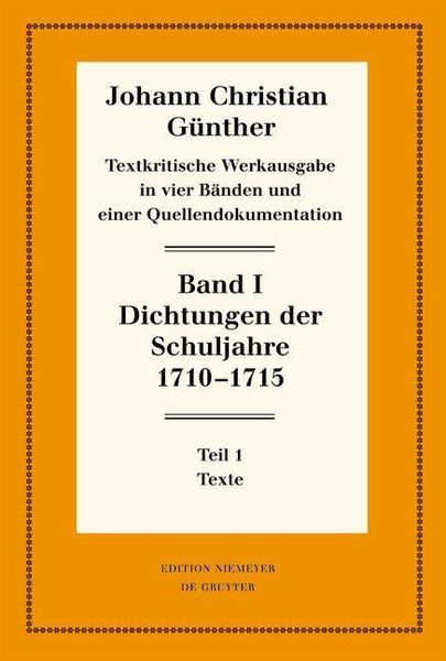 Produktbild: Dichtungen der Schuljahre 1710-1715